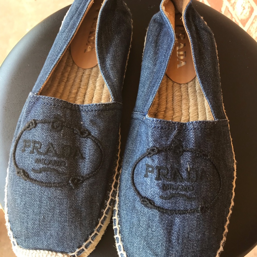 Prada Calzadure Donna Espresdilles Navy Blue Denim Shoes Size 40